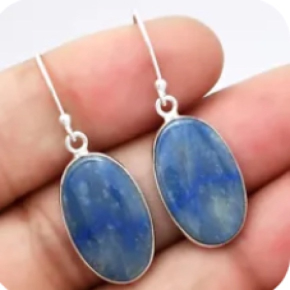 Rare Dumortierite sterling silver earrings - Picture 2 of 3